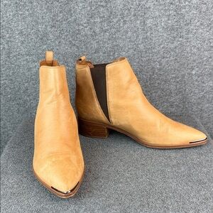 Marc Fisher Tan Leather Pointed Toe Chelsea Booties
